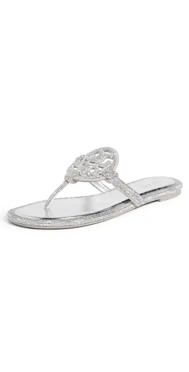 Tory Burch Miller Knotted Pave Sandals Silver 9 | Thumbnail 1 Tory Burch Miller Knotted Pave Sandals Silver 9 | Thumbnail 1