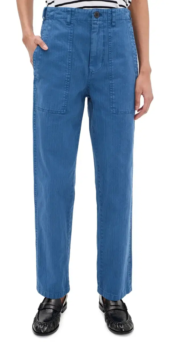 Neil Pants In Herringbone Washed Cobalt