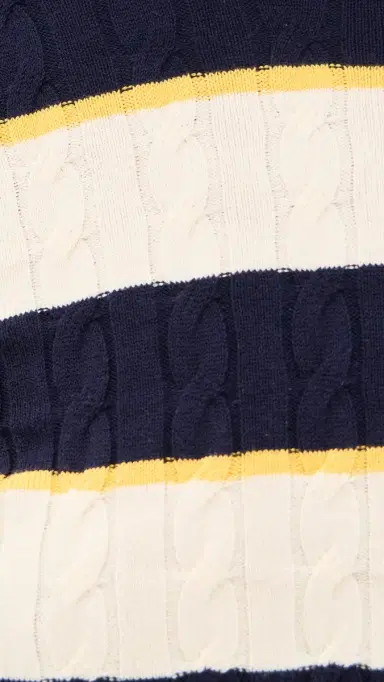 State & Lake Cable Knit Pullover Ivory/Navy/Yellow XS | Thumbnail 6