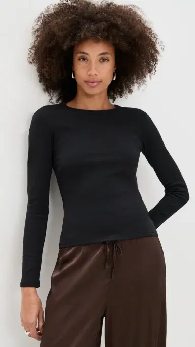 LESET Nando Slim Fit ong Sleeve Tee Black | Thumbnail 2