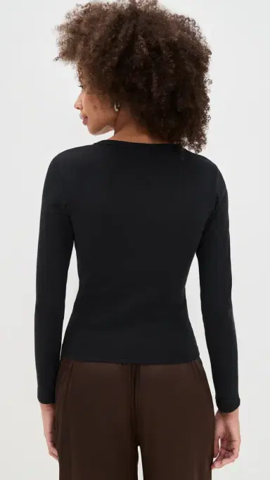 LESET Nando Slim Fit ong Sleeve Tee Black | Thumbnail 3