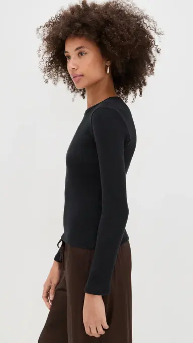LESET Nando Slim Fit ong Sleeve Tee Black | Thumbnail 4