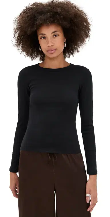 LESET Nando Slim Fit ong Sleeve Tee Black | Thumbnail 1