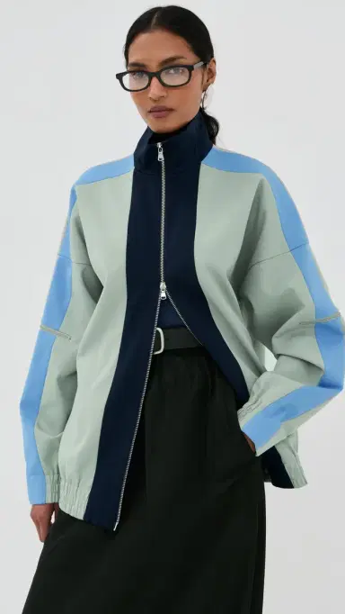 Tibi Compact Tech Knit Bomber Light Grey ulti | Thumbnail 2