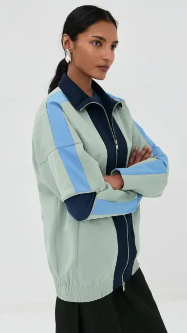 Tibi Compact Tech Knit Bomber Light Grey ulti | Thumbnail 4