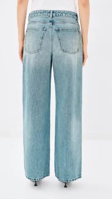 AREA Crystal Fray Relaxed Jeans Medium Blue | Thumbnail 4