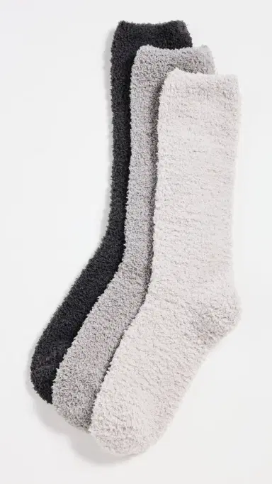 Barefoot Dreams CozyChic Socks 3 Pack Carbon Multi One Size | Thumbnail 2