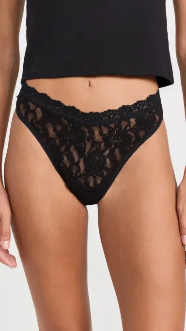 Hanky Panky ignature Lace High Cut Thong Black | Thumbnail 2