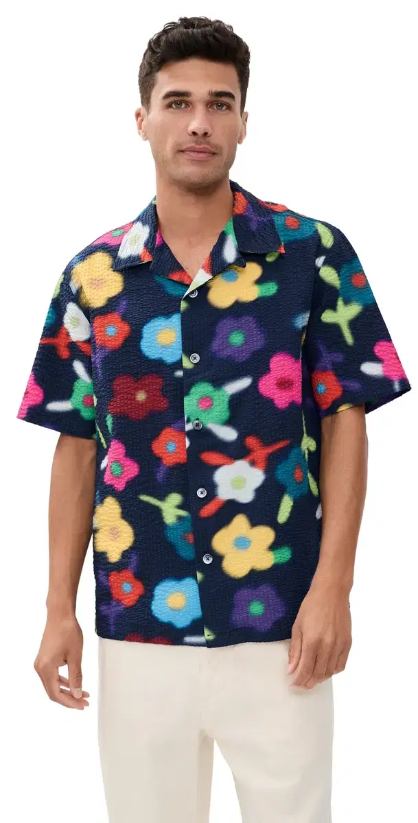 Trippy Flowers eersucker Printed Cocktail hirt pace