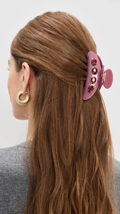 Lele Sadoughi Large Crystal Claw Clip Mauve One Size | Thumbnail 3