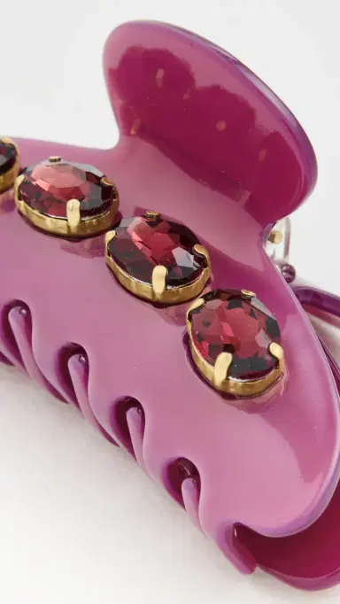 Lele Sadoughi Large Crystal Claw Clip Mauve One Size | Thumbnail 4