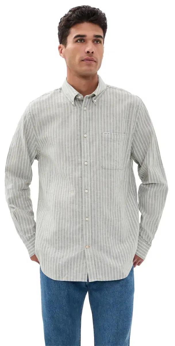 Nelson tripe Long leeve Tailored hirt Bleached Olive