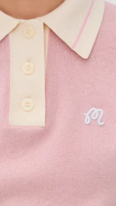Malbon Mikayla Wool Knit Polo Pull Over Dusty Rose L | Thumbnail 6