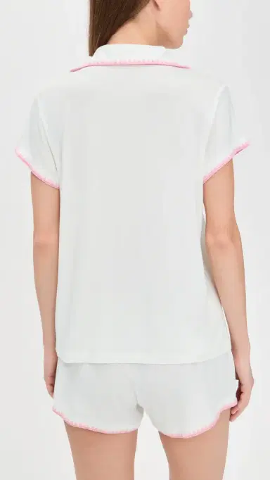 Eberjey Frida Shortie Pajama Set Ivory/Pink Nectar M | Thumbnail 3