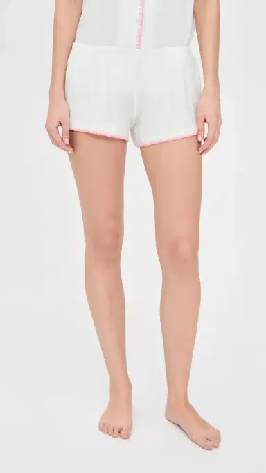 Eberjey Frida Shortie Pajama Set Ivory/Pink Nectar M | Thumbnail 5