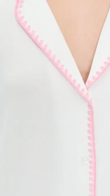 Eberjey Frida Shortie Pajama Set Ivory/Pink Nectar M | Thumbnail 6