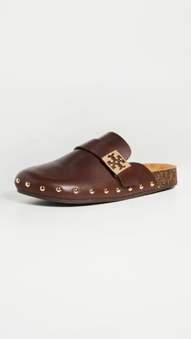 Tory Burch Mellow Stud Mules Deep Mocha/Gold 9 | Thumbnail 2