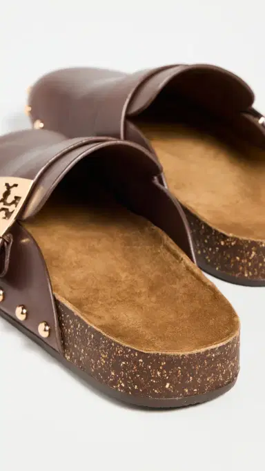 Tory Burch Mellow Stud Mules Deep Mocha/Gold 9 | Thumbnail 4
