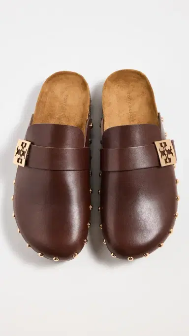 Tory Burch Mellow Stud Mules Deep Mocha/Gold 9 | Thumbnail 5