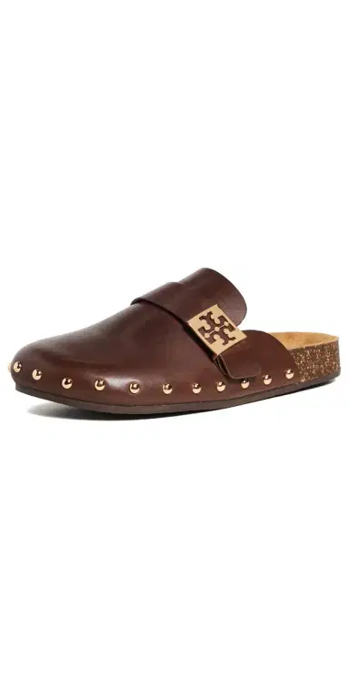 Tory Burch Mellow Stud Mules Deep Mocha/Gold 9 | Thumbnail 1
