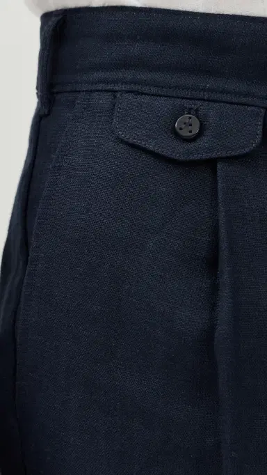 Alex Mill Standard Pleated Pants In Linen Navy 32 | Thumbnail 6