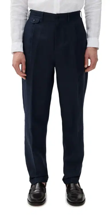 Alex Mill Standard Pleated Pants In Linen Navy 32 | Thumbnail 1