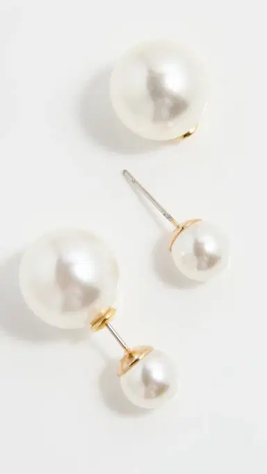 SHASHI Double Ball Pearl Earrings White Pearl One Size | Thumbnail 4