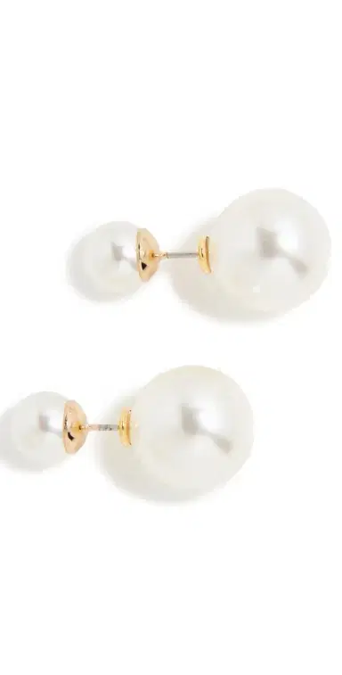 SHASHI Double Ball Pearl Earrings White Pearl One Size | Thumbnail 1