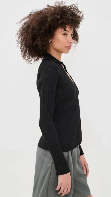 Vince Variegated Rib Polo Black | Thumbnail 4