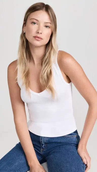 perfectwhitetee V Neck Blondie Tank White | Thumbnail 2 perfectwhitetee V Neck Blondie Tank White | Thumbnail 2
