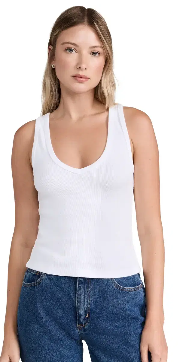 perfectwhitetee V Neck Blondie Tank White