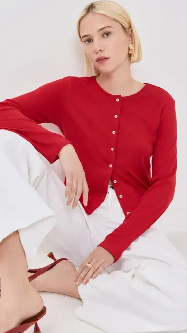 LE BOP Eloise Cropped Cardigan Crimson L | Thumbnail 2