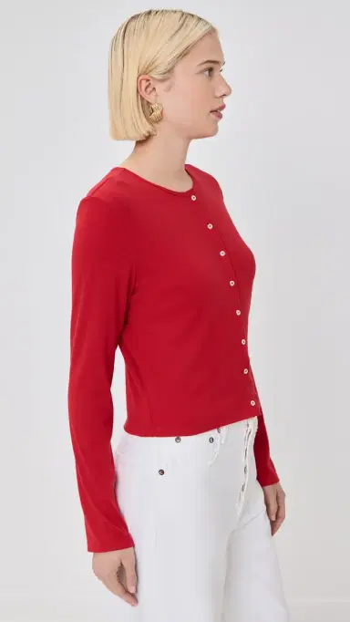 LE BOP Eloise Cropped Cardigan Crimson L | Thumbnail 5