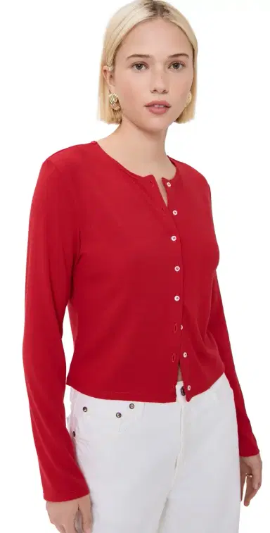 LE BOP Eloise Cropped Cardigan Crimson L | Thumbnail 1