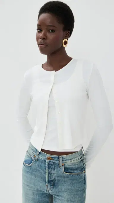 LE BOP Eloise Cropped Cardigan Ivory L | Thumbnail 2