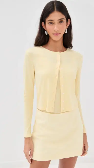 LE BOP Eloise Cropped Cardigan Butter Yellow L | Thumbnail 2