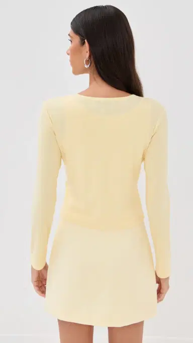 LE BOP Eloise Cropped Cardigan Butter Yellow L | Thumbnail 3