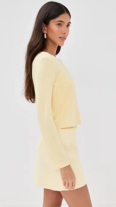 LE BOP Eloise Cropped Cardigan Butter Yellow L | Thumbnail 4
