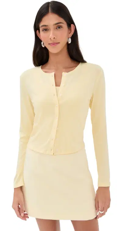 LE BOP Eloise Cropped Cardigan Butter Yellow L | Thumbnail 1