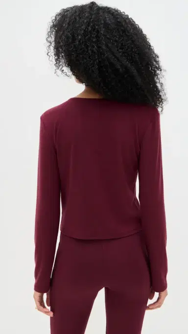 LE BOP Eloise Cropped Cardigan Burgundy S | Thumbnail 3