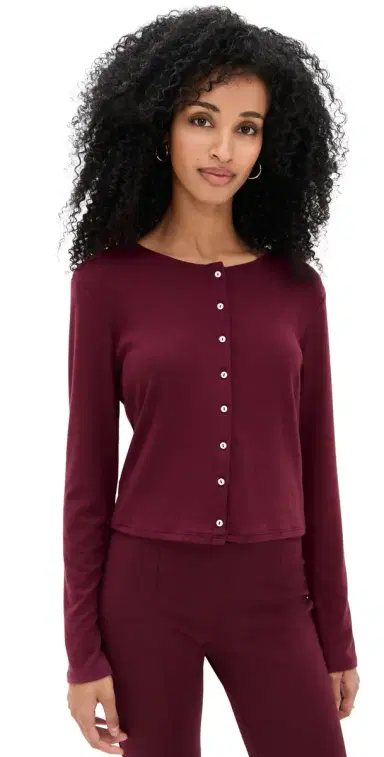 LE BOP Eloise Cropped Cardigan Burgundy S | Thumbnail 1