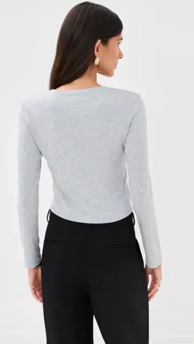 LE BOP Eloise Cropped Cardigan Heather Grey L | Thumbnail 3 LE BOP Eloise Cropped Cardigan Heather Grey L | Thumbnail 3