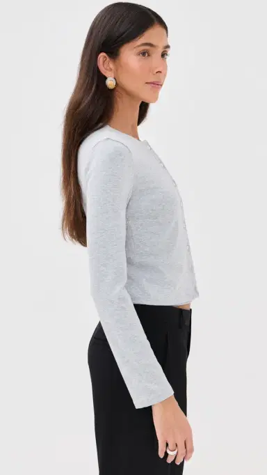 LE BOP Eloise Cropped Cardigan Heather Grey L | Thumbnail 4 LE BOP Eloise Cropped Cardigan Heather Grey L | Thumbnail 4