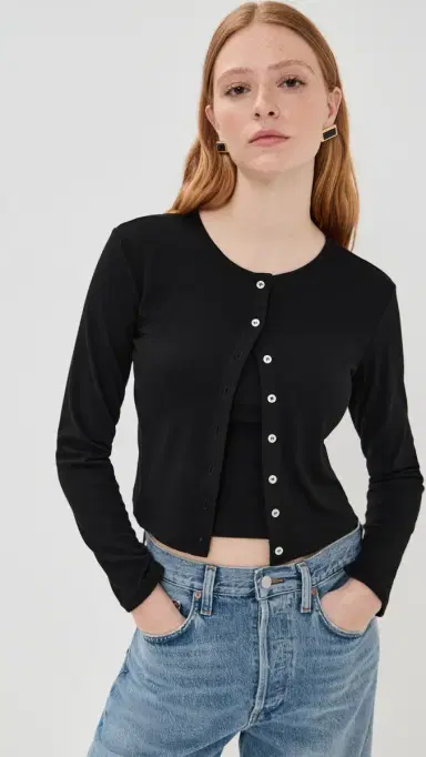 LE BOP Eloise Cropped Cardigan Black XL | Thumbnail 2 LE BOP Eloise Cropped Cardigan Black XL | Thumbnail 2