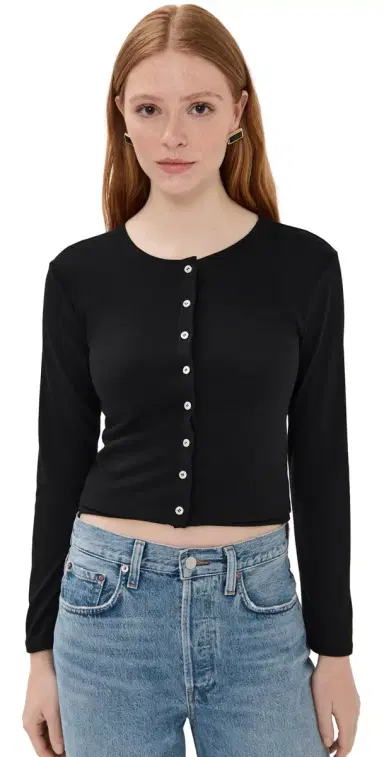 LE BOP Eloise Cropped Cardigan Black XL | Thumbnail 1 LE BOP Eloise Cropped Cardigan Black XL | Thumbnail 1