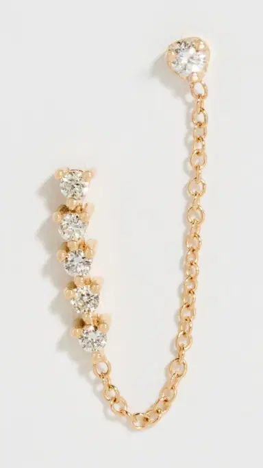 Zoë Chicco 14k Gold Tennis Collection Double Sided Diamond Earring Yellow Gold One Size | Thumbnail 2