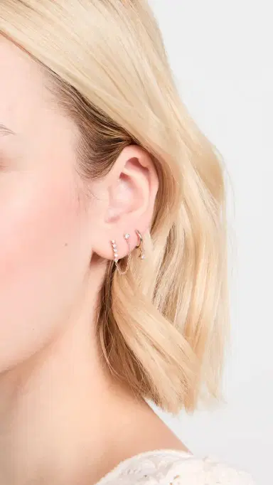 Zoë Chicco 14k Gold Tennis Collection Double Sided Diamond Earring Yellow Gold One Size | Thumbnail 3