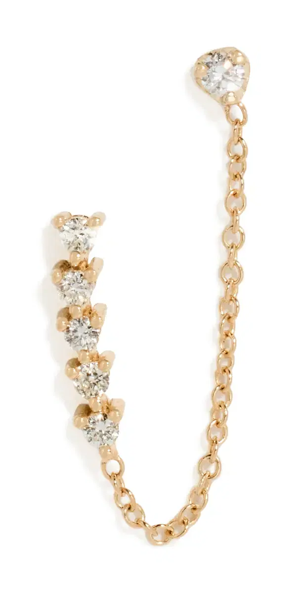 Zoe Chicco 14k Gold Tennis Collection Double Sided Diamond Earring Yellow Gold One Size