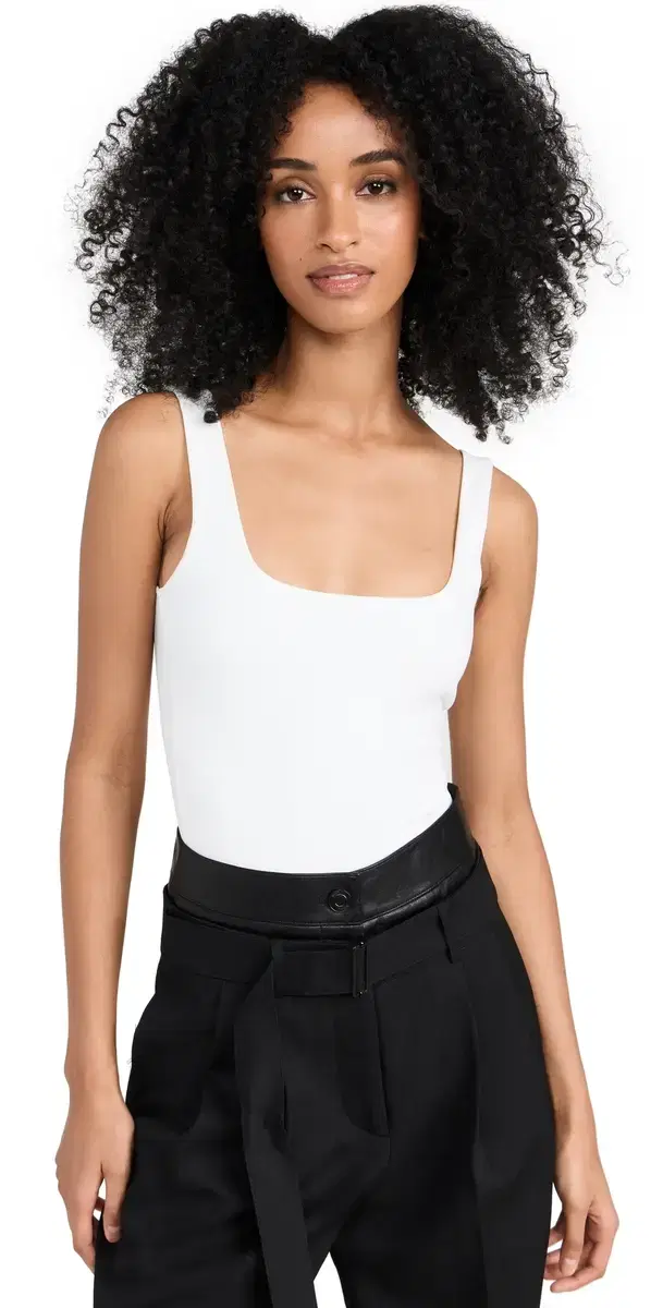 Good American Sculpting Modern Tank Thong Bodysuit White001
