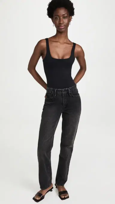 GOOD AMERICAN Sculpting Modern Tank Thong Bodysuit Black001 | Thumbnail 5